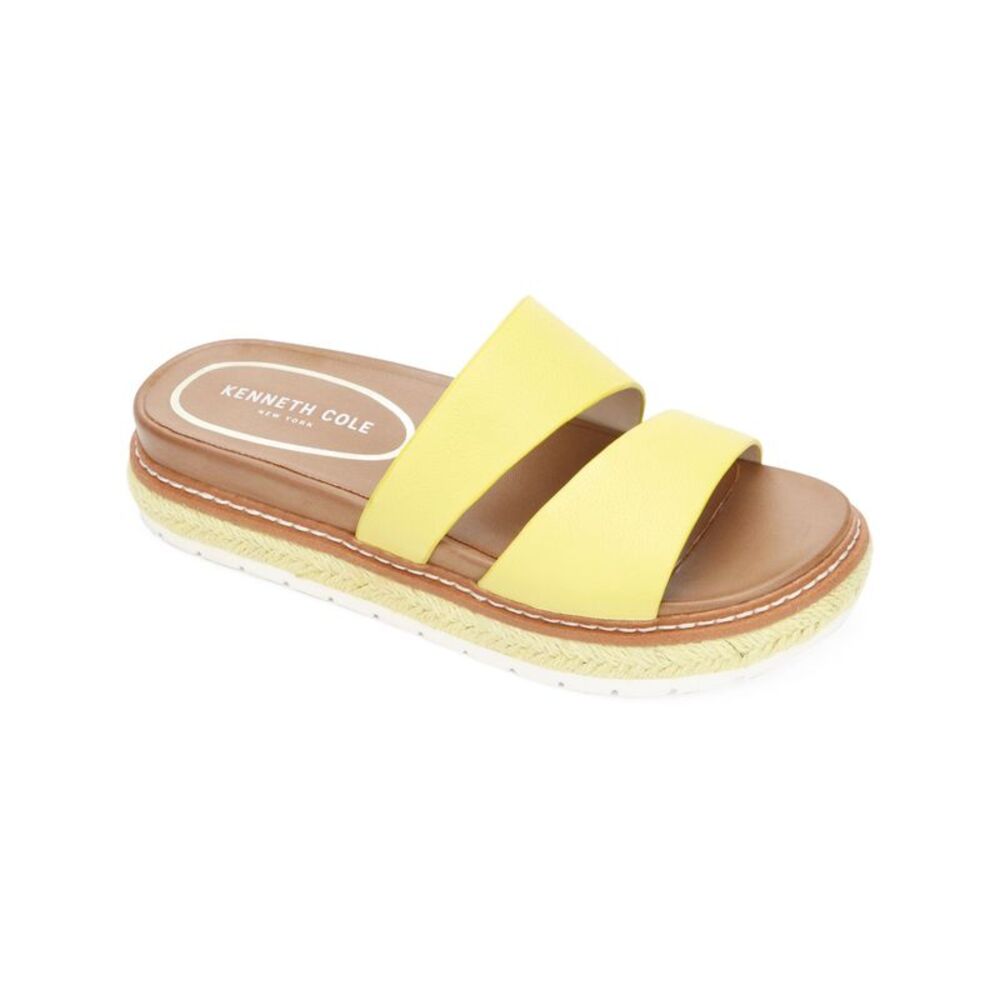 KENNETH COLE NEW YORK Womens Yellow 1" Platform Laney Wedge Slip On Sandals 7 M